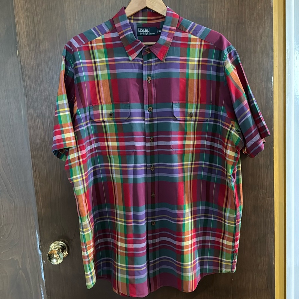 Men’s Very Good Condition Short Sleeve Plaid Ralph Lauren Polo Shirt - XXL